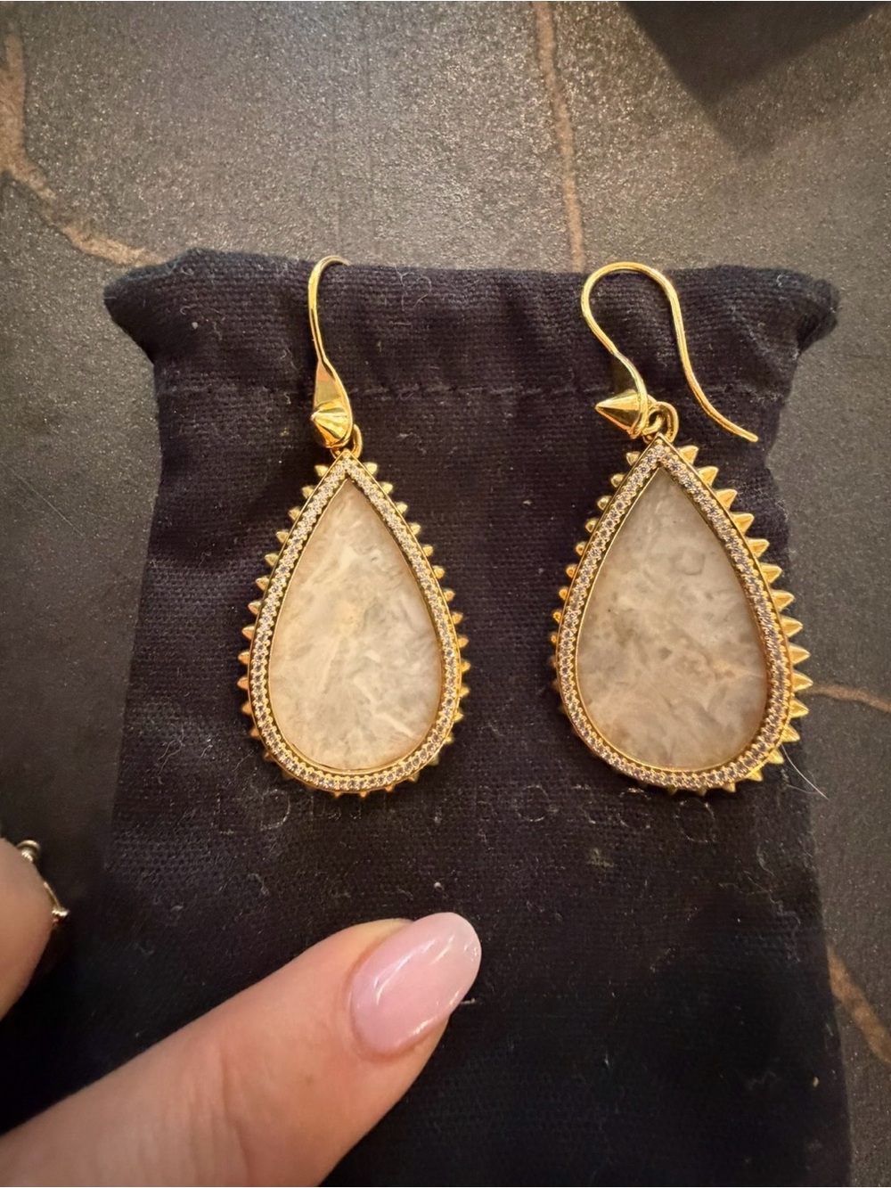 Eddie Borgo Gold Pavé Teardrop Stone Drop Earrings